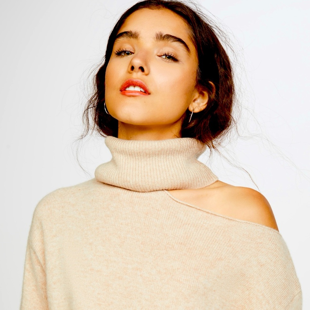 PAIGE Raundi wool, cold-shoulder Sweater - Camel Women’s Size Large (10-12)